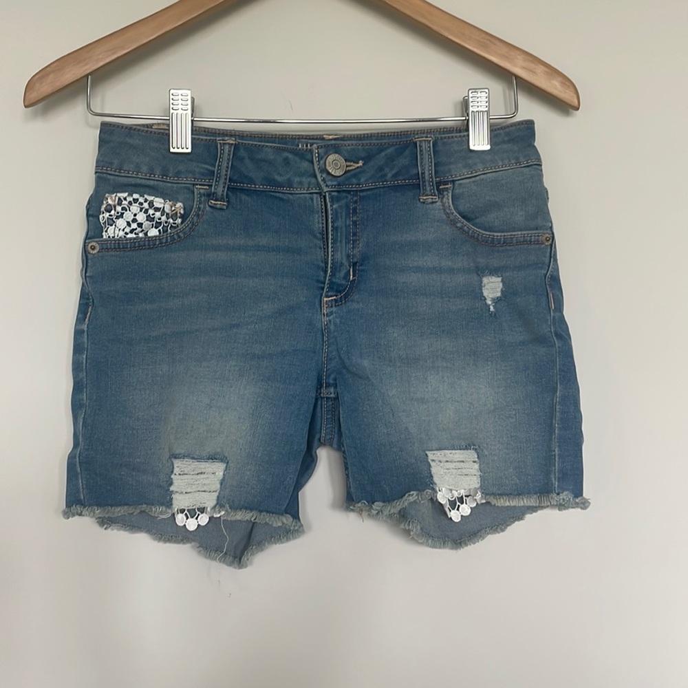 Justice Distressed Denim Shorts Sz 12 EUC